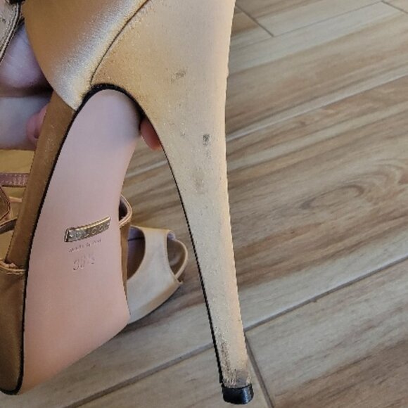 Gucci Beige Satin Strappy Peekaboo Stilettos Pump Shoes Eur. 36.5 - Picture 9 of 15